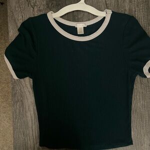 Dark and White Ribbed bozzolo Top